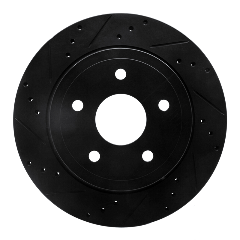 Dodge Ram 1500 Brake Rotor (1) - Rear Left - R1 Concepts - Drilled & Slotted - Black - `04-`06